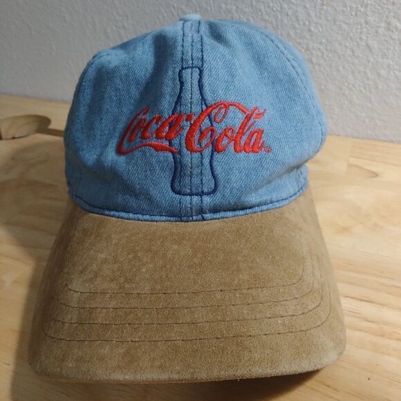 Vintage Coca-Cola Logo Denim Suede Brim Hat - Picture 1 of 6